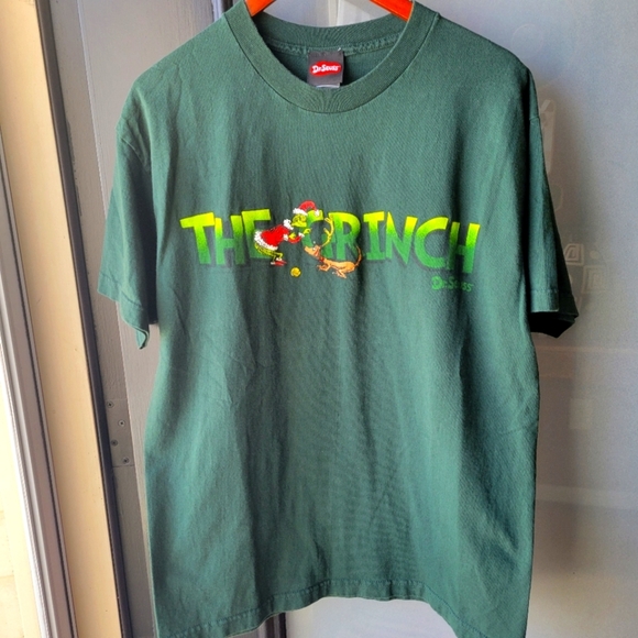 Vintage AAA Dr Seuss 2001 T shirt THE GRINCH Graphic Large Green Short Sleeve - Picture 1 of 10